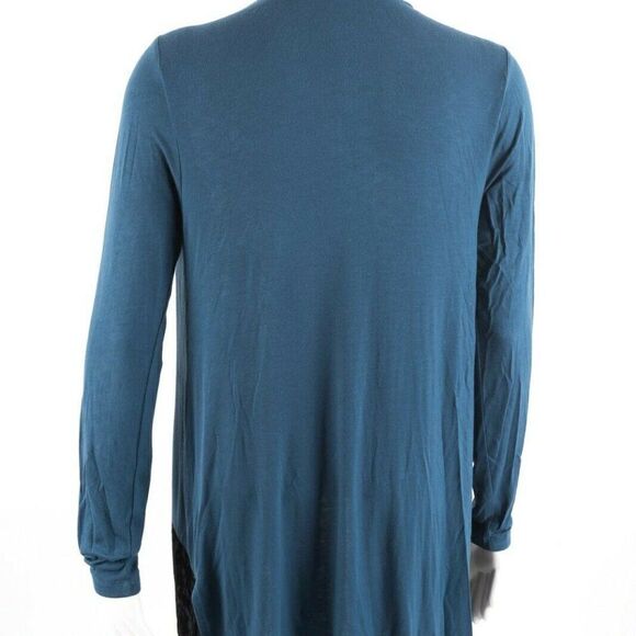 Logo Lori Goldstein Blue Cardigan XS Velour Hem - Picture 4 of 6